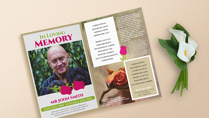 OBITUARY PRINTING, loved ones, dies, passing, funeral programs
